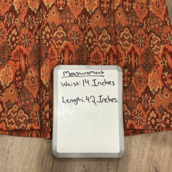 Vintage Brown Orange A-Line Maxi Hook and Eye Zip Shimmer Skirt Size Medium? - Picture 10 of 10